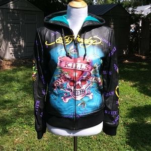 Ed Hardy Leather Bomber